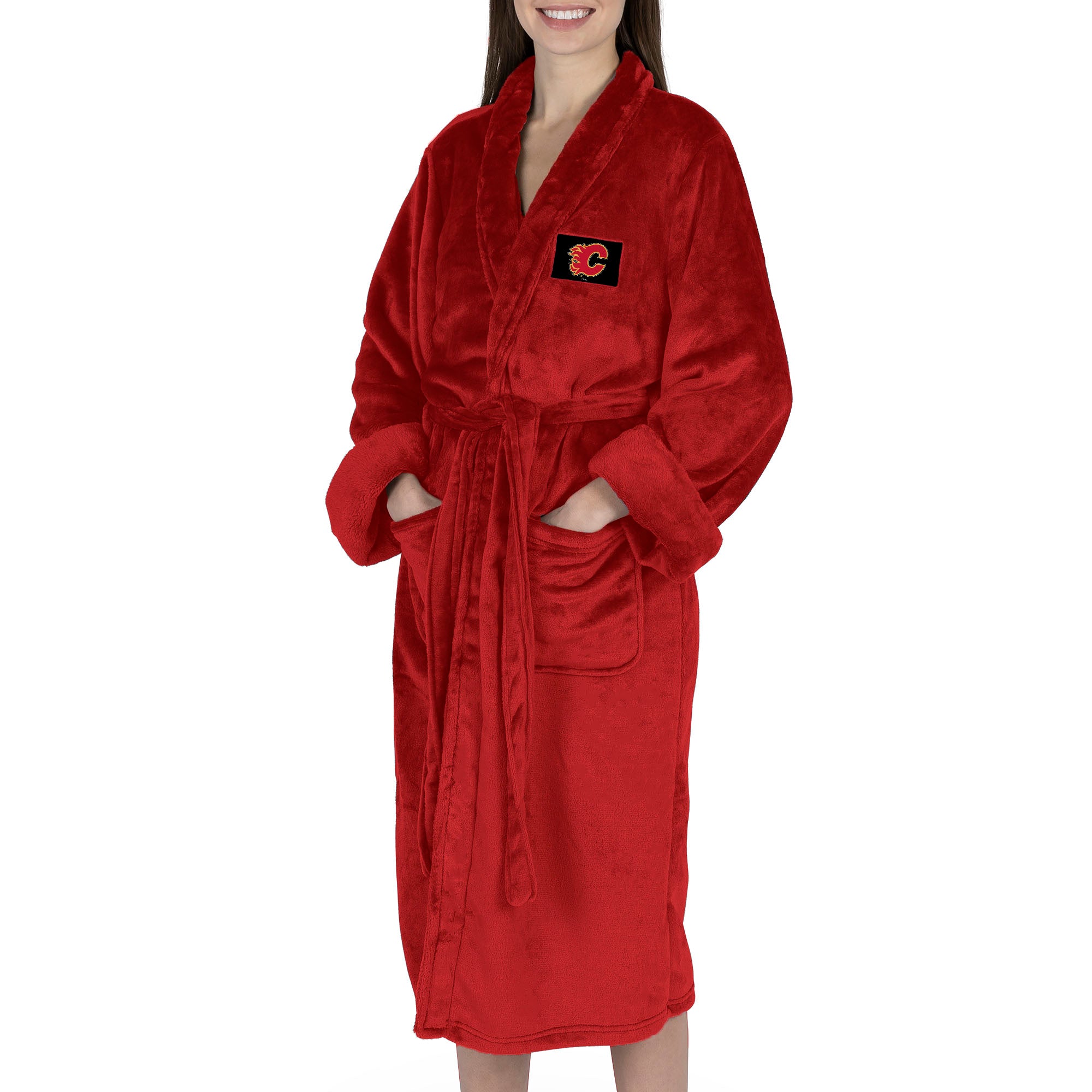 Calgary Flames NHL Red Snipe S/M Silk Touch Bathrobe 23X41 Inches