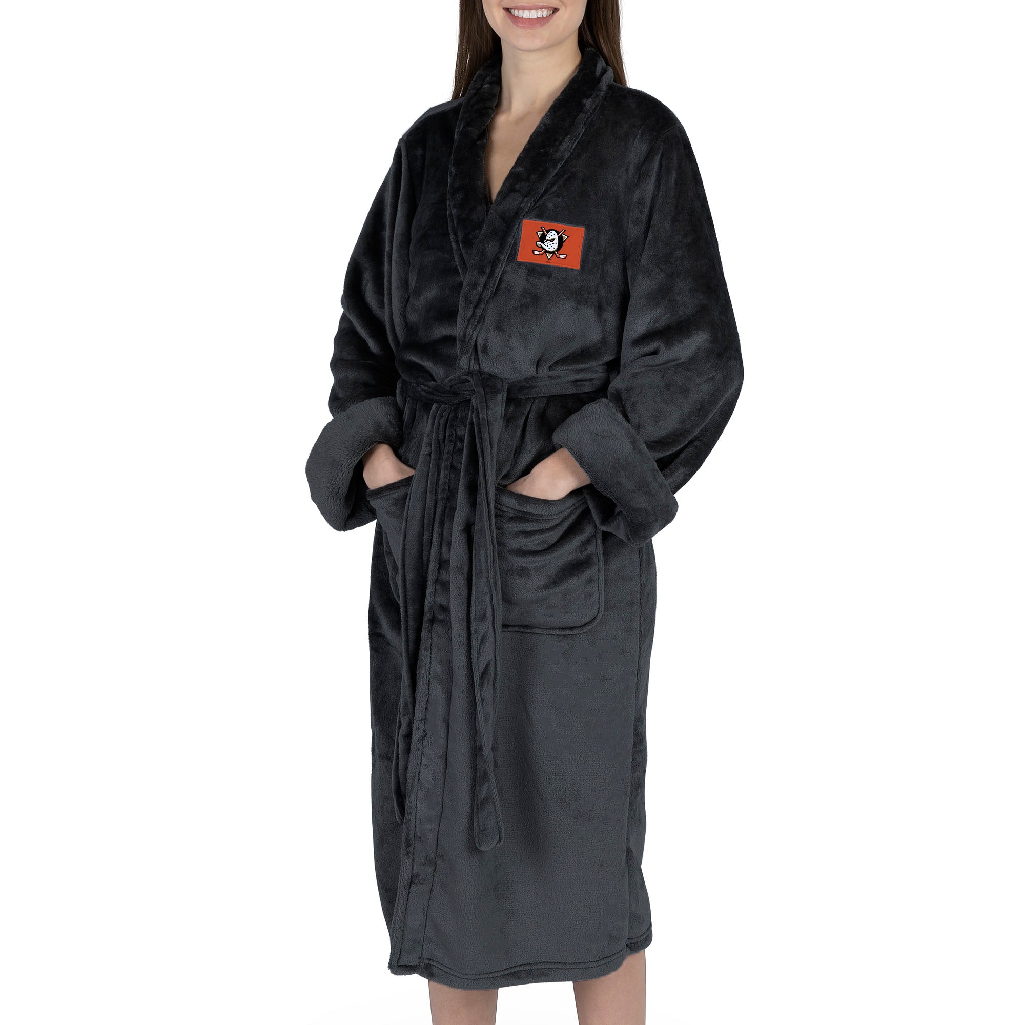 Anaheim Ducks NHL Black Snipe S/M Silk Touch Bathrobe 23X41 Inches