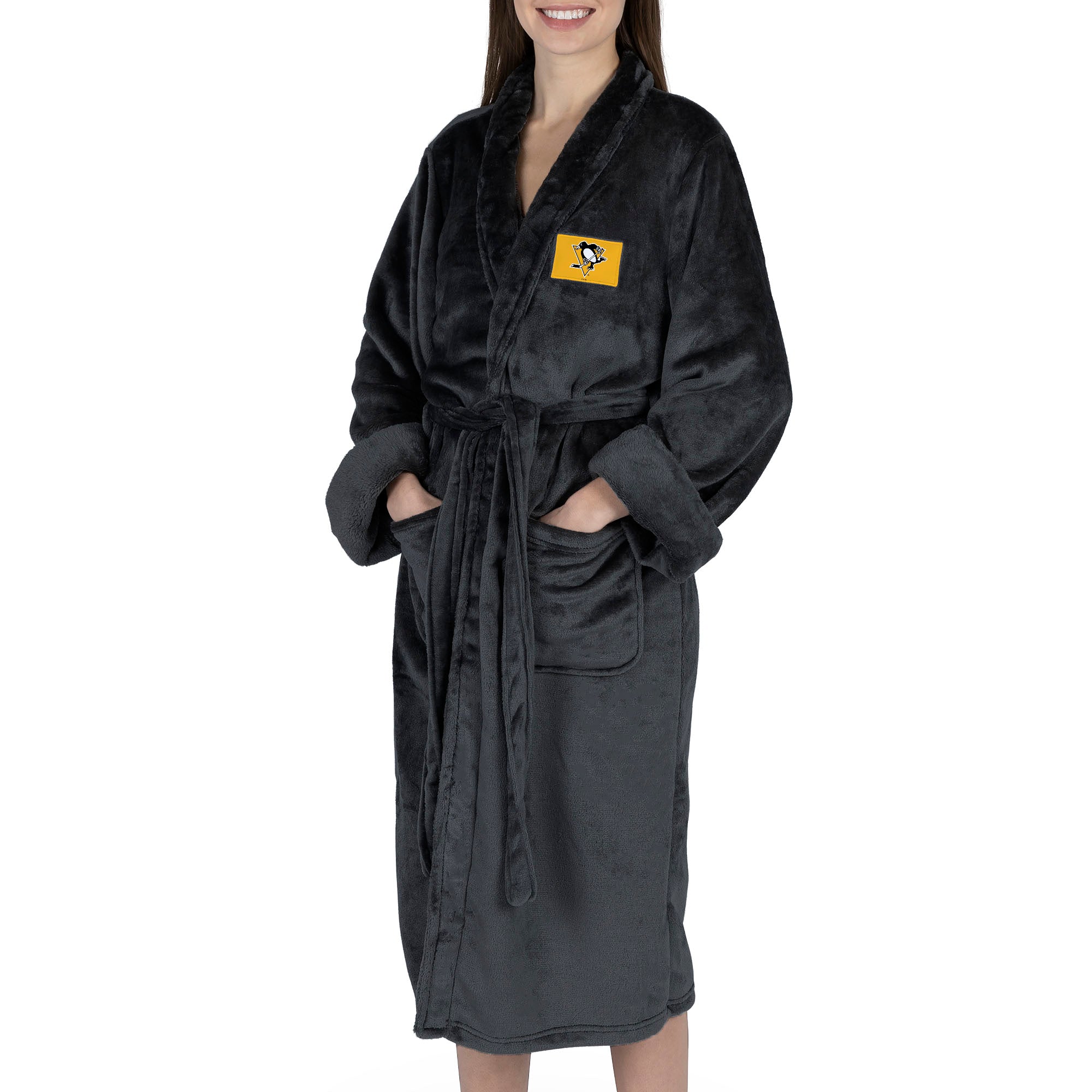 Pittsburgh Penguins NHL Black Snipe S/M Silk Touch Bathrobe 23X41 Inches