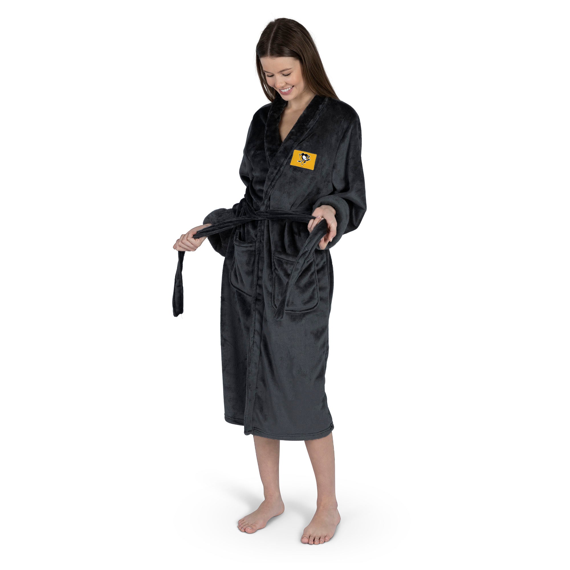 Pittsburgh Penguins NHL Black Snipe S/M Silk Touch Bathrobe 23X41 Inches