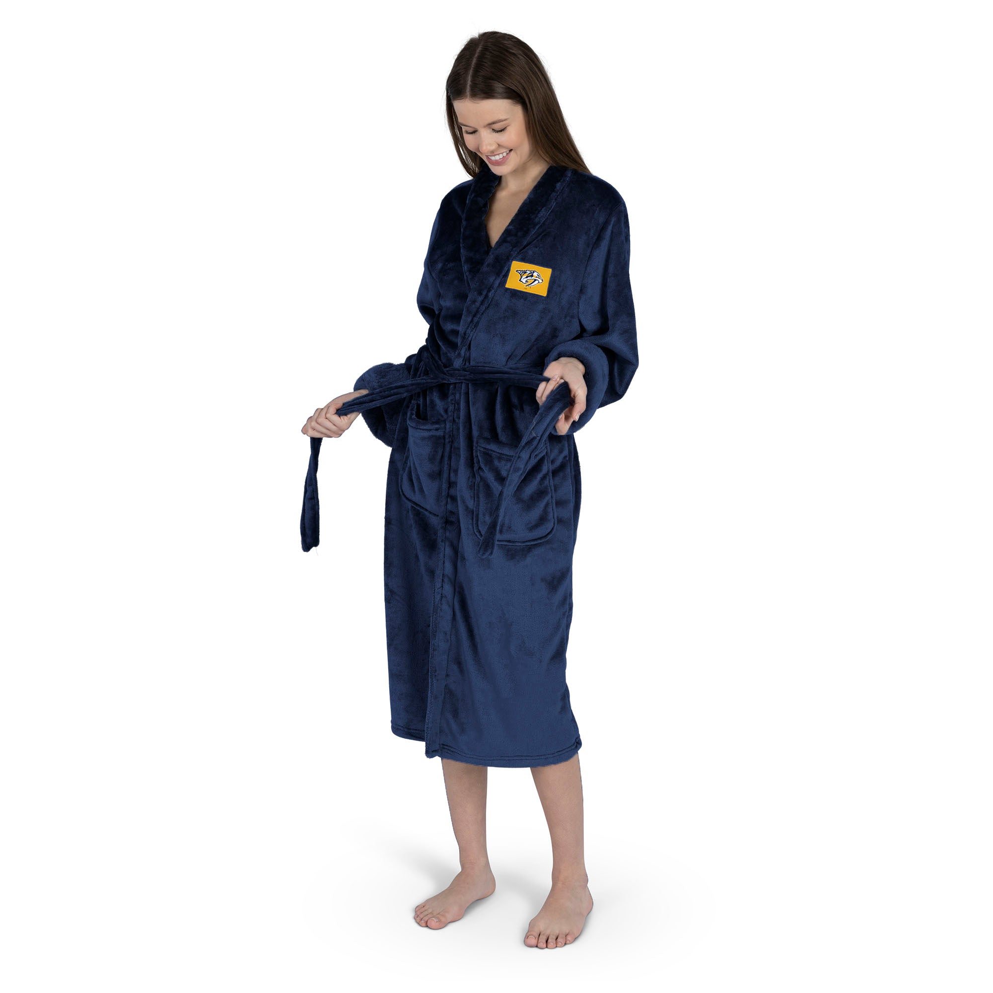 Nashville Predators NHL Navy Snipe S/M Silk Touch Bathrobe 23X41 Inches