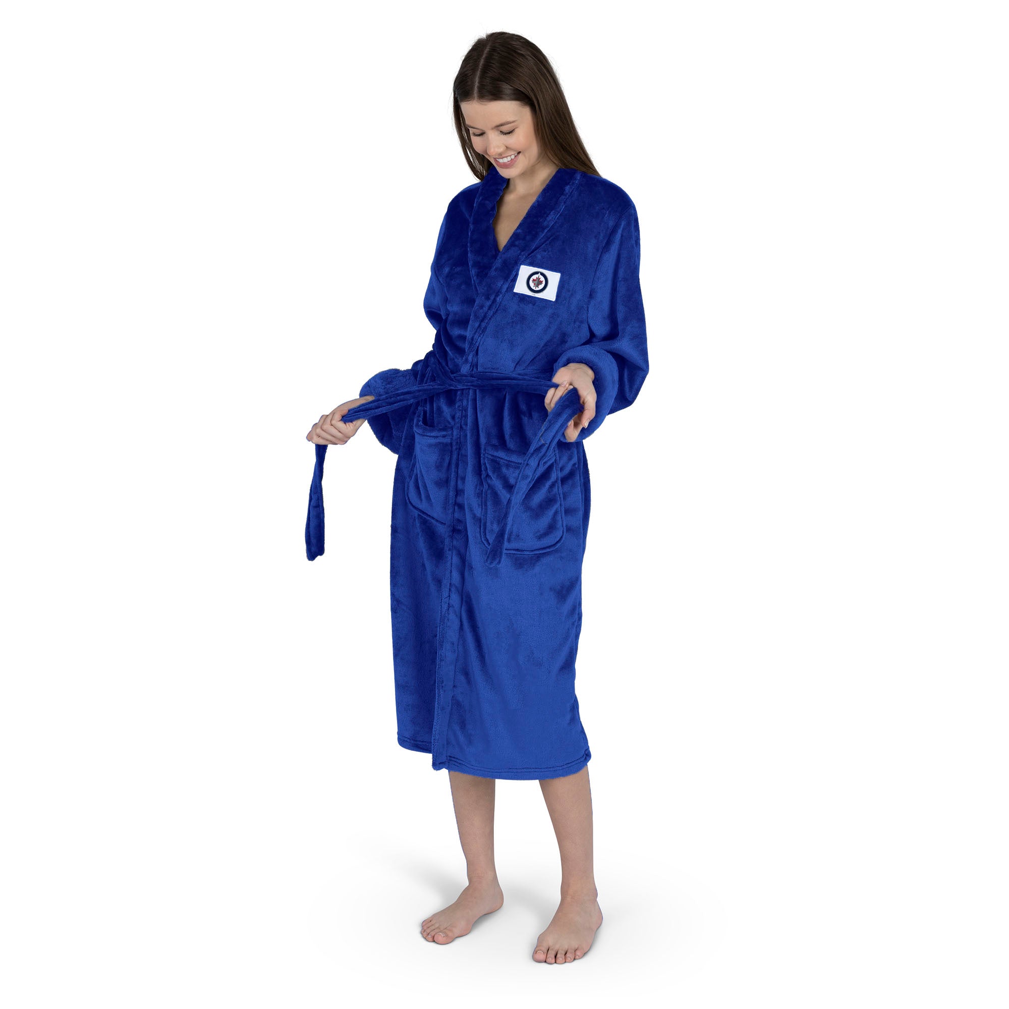 Winnipeg Jets NHL Navy Snipe S/M Silk Touch Bathrobe 23X41 Inches