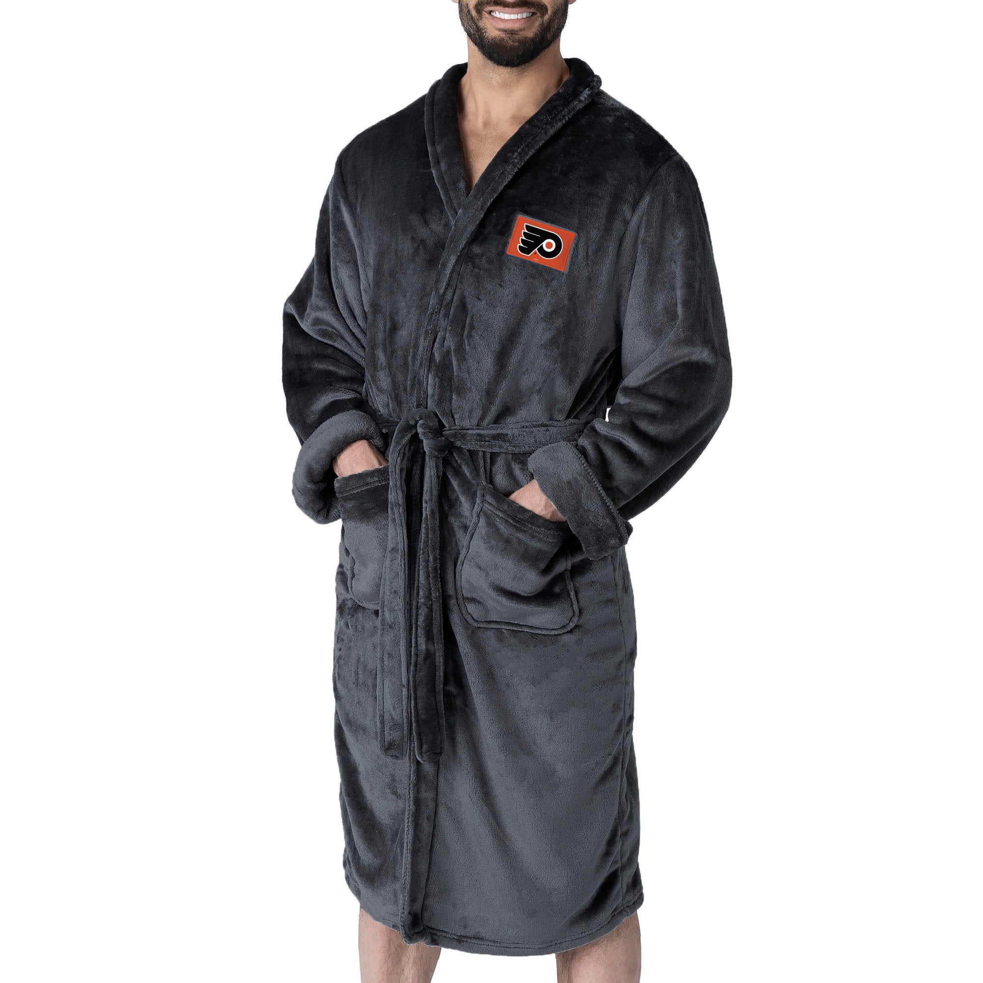 Philadelphia Flyers NHL Black Snipe L/XL Silk Touch Bathrobe 26x47 Inches