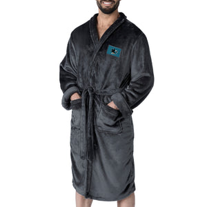 San Jose Sharks NHL Black Snipe L/XL Silk Touch Bathrobe 26x47 Inches