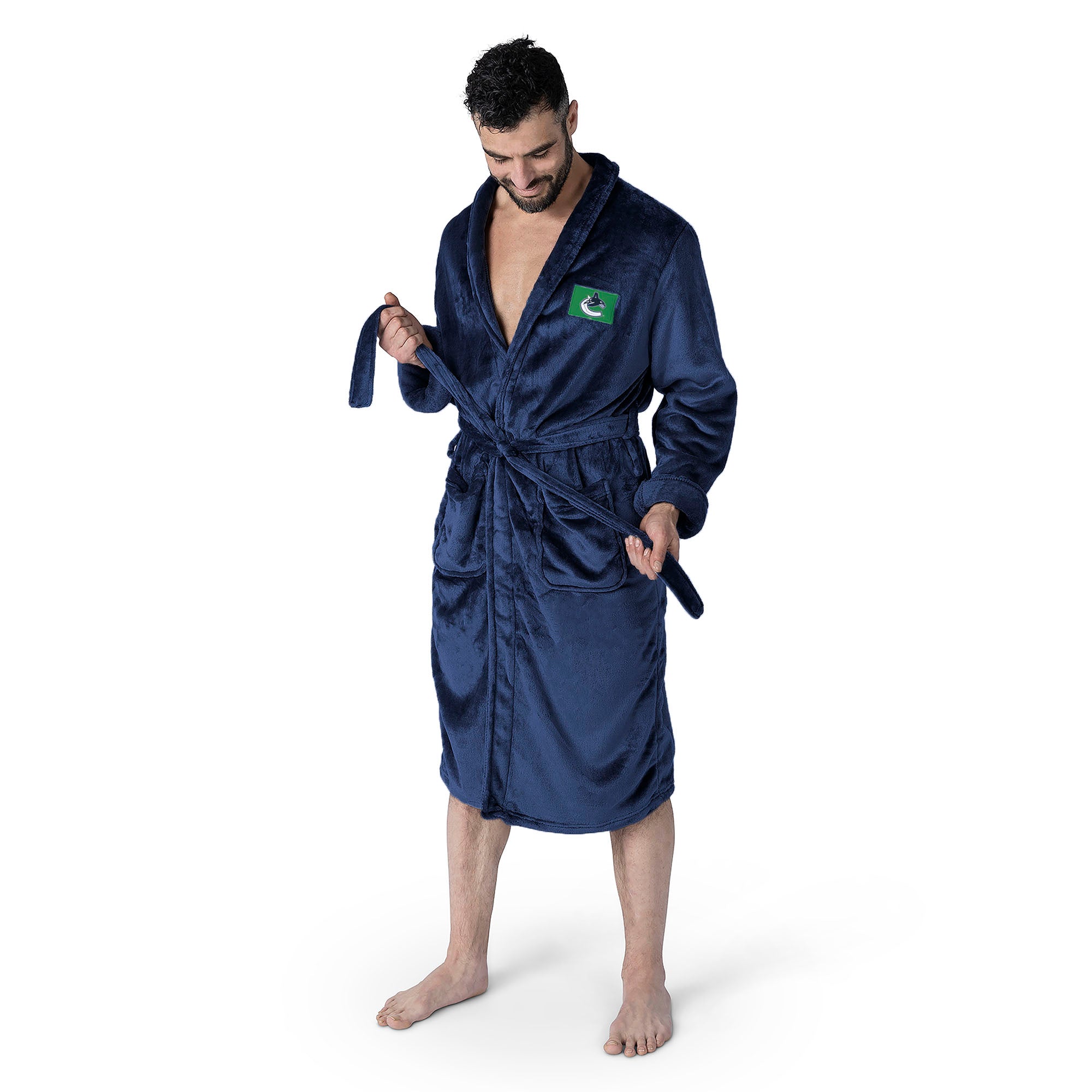 Vancouver Canucks NHL Navy Snipe L/XL Silk Touch Bathrobe 26x47 Inches