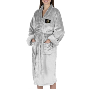 Boston Bruins NHL White Snipe S/M Silk Touch Bathrobe 23X41 Inches