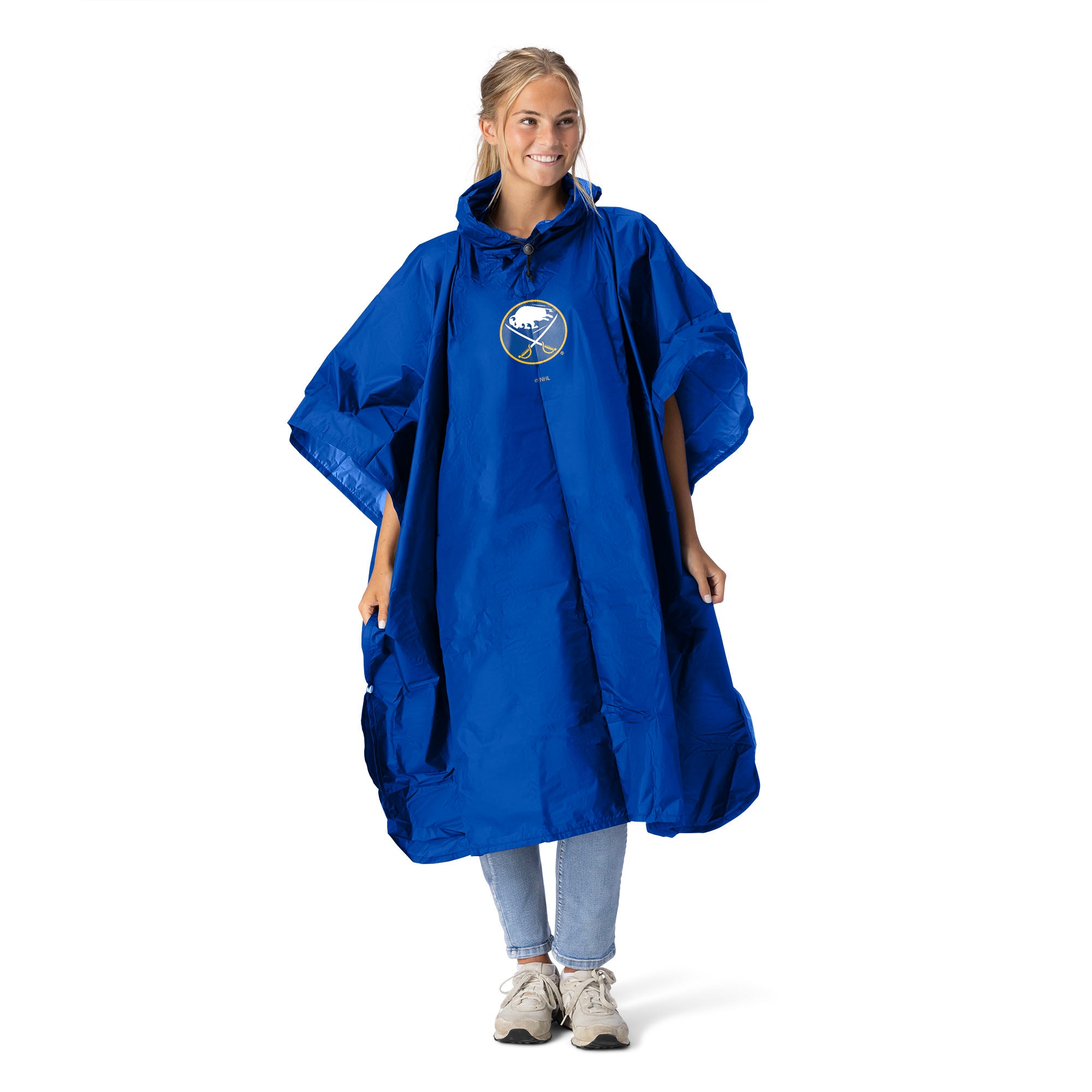 NHL Buffalo Sabres Logo Royal Pullover Poncho with Mesh Bag 49×44 inches