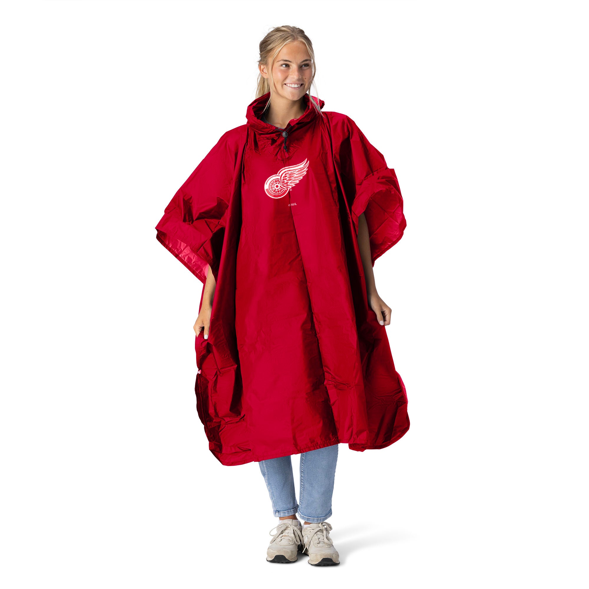 NHL Detroit Red Wings Logo Red Pullover Poncho with Mesh Bag 49×44 inches