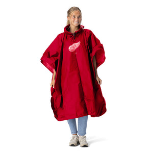 NHL Detroit Red Wings Logo Red Pullover Poncho with Mesh Bag 49×44 inches