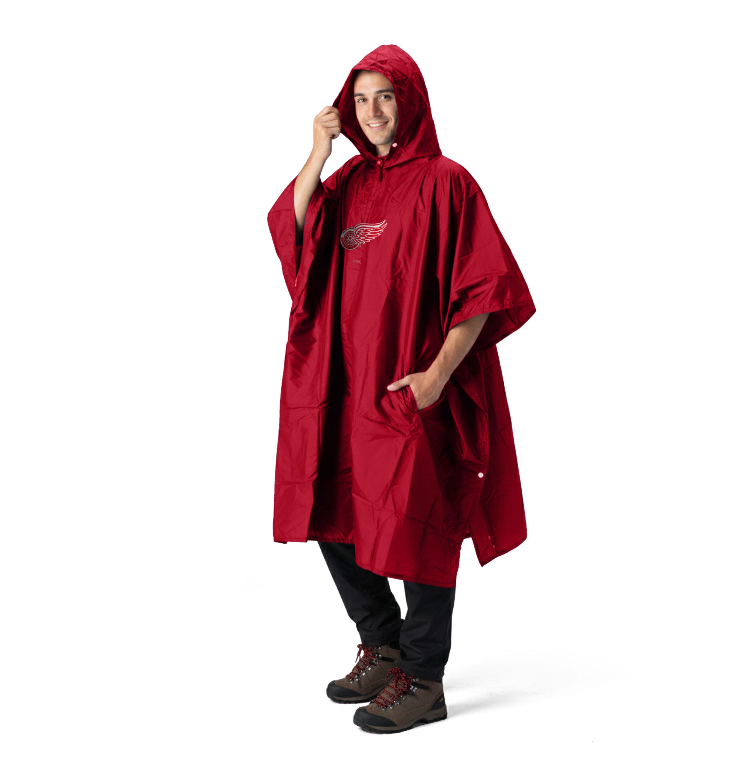 NHL Detroit Red Wings Logo Red Pullover Poncho with Mesh Bag 49×44 inches