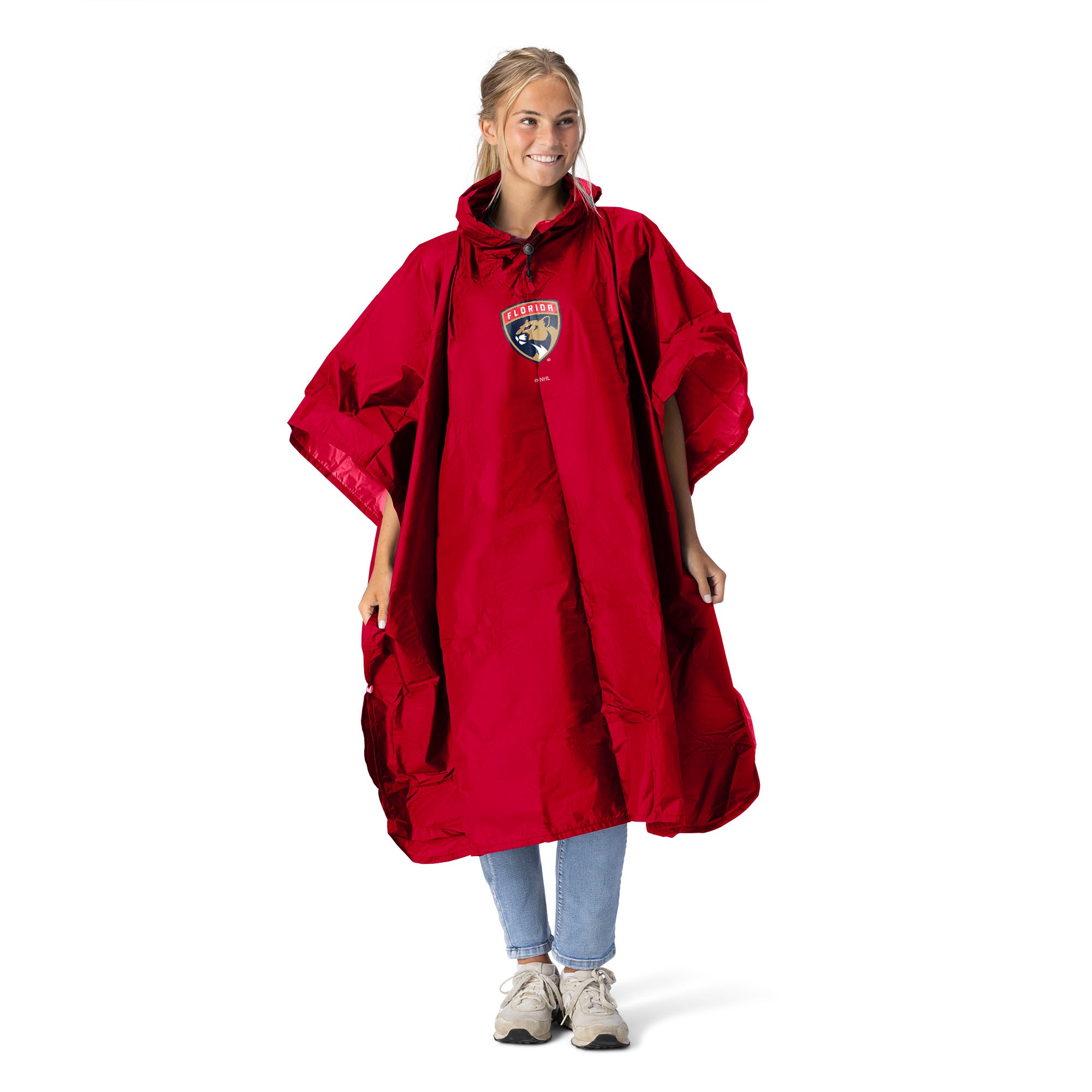 NHL Florida Panthers Logo Red Pullover Poncho with Mesh Bag 49×44 inches