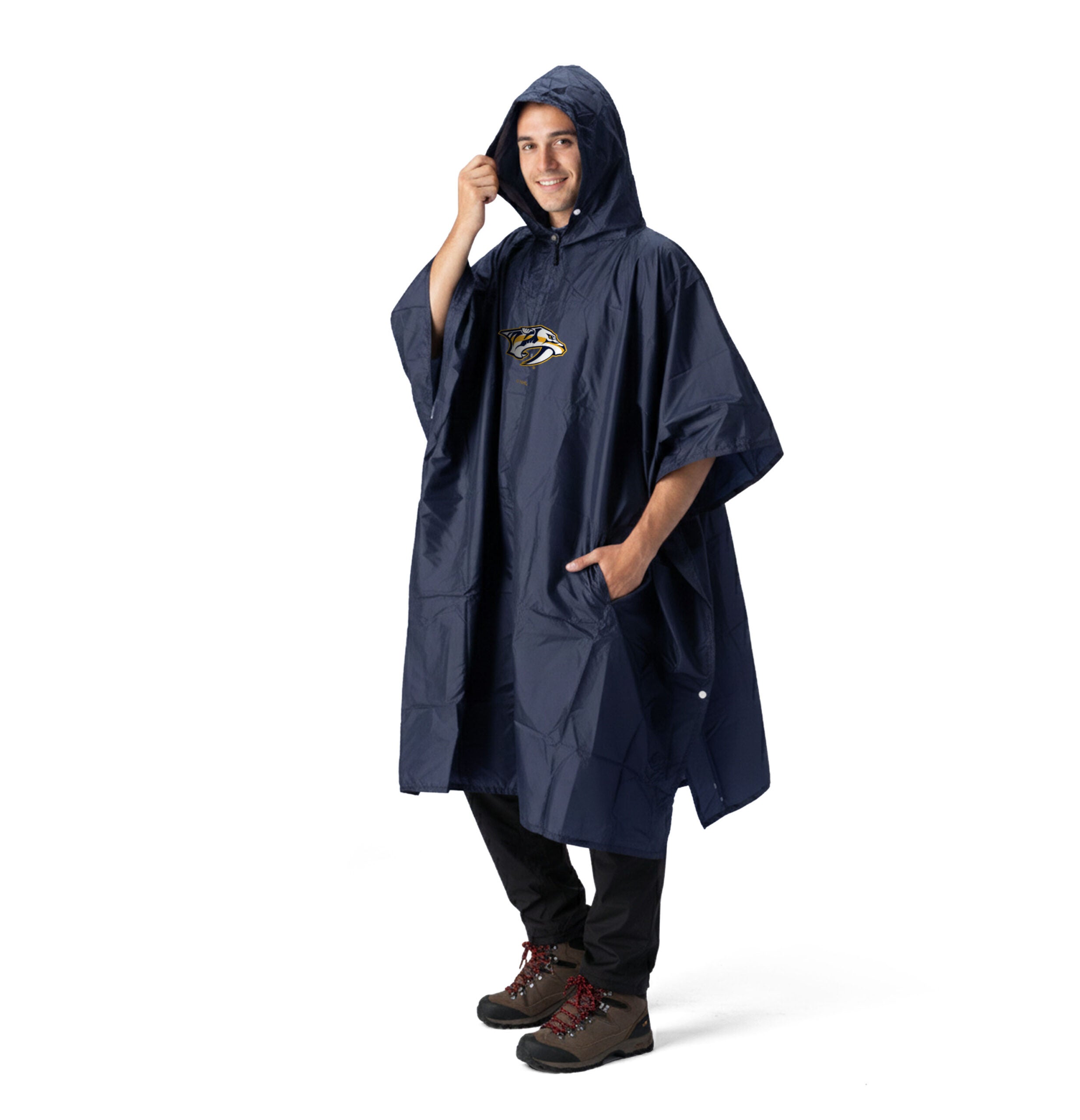 NHL Nashville Predators Logo Navy Pullover Poncho with Mesh Bag 49×44 inches