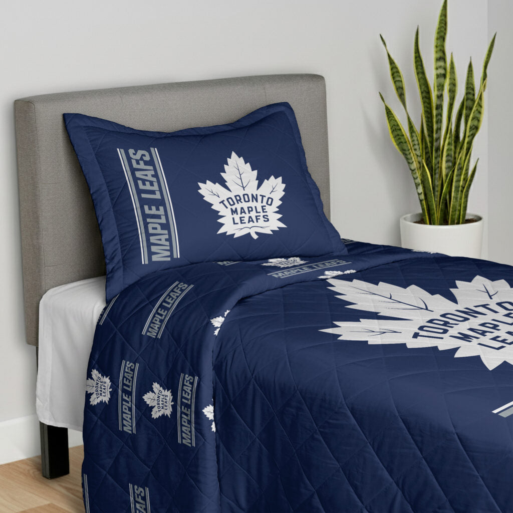 NHL Toronto Maple Leafs Summarize Quilted Throw Blanket and Sham Set 60×80 inches