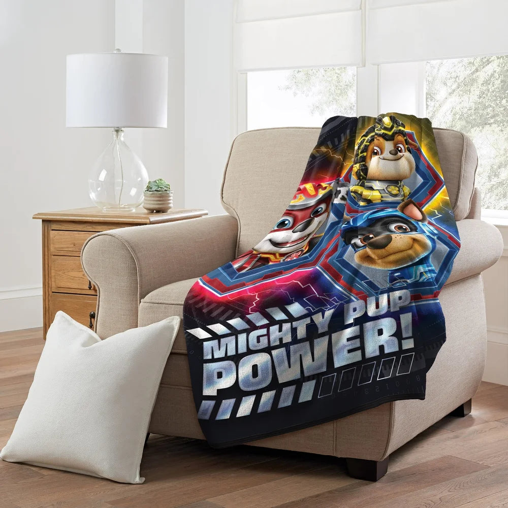 Nickelodeon Paw Patrol Mov Mighty Pups Micro Raschel Throw Blanket 46x60 Inches