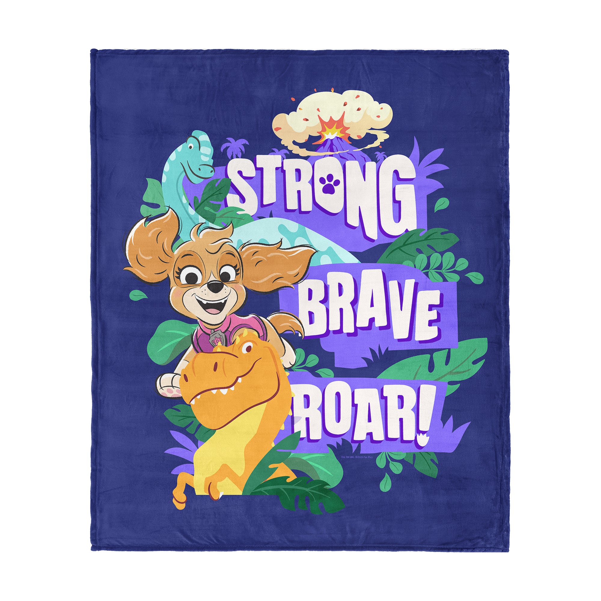 Paw Patrol The Dino Movie Strong Brave Roar Silk Touch Throw Blanket, 50x60 inches