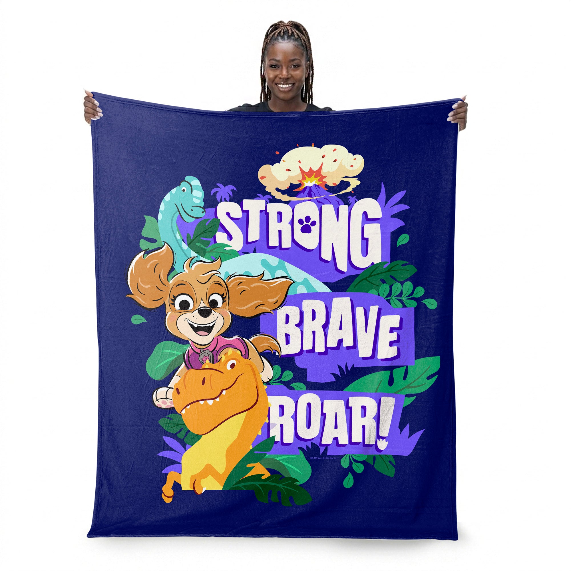 Paw Patrol The Dino Movie Strong Brave Roar Silk Touch Throw Blanket, 50x60 inches