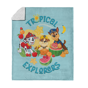 Nickelodeon Paw Patrol Tropical Explorers Silk Touch Sherpa Throw Blanket 50x60 inches