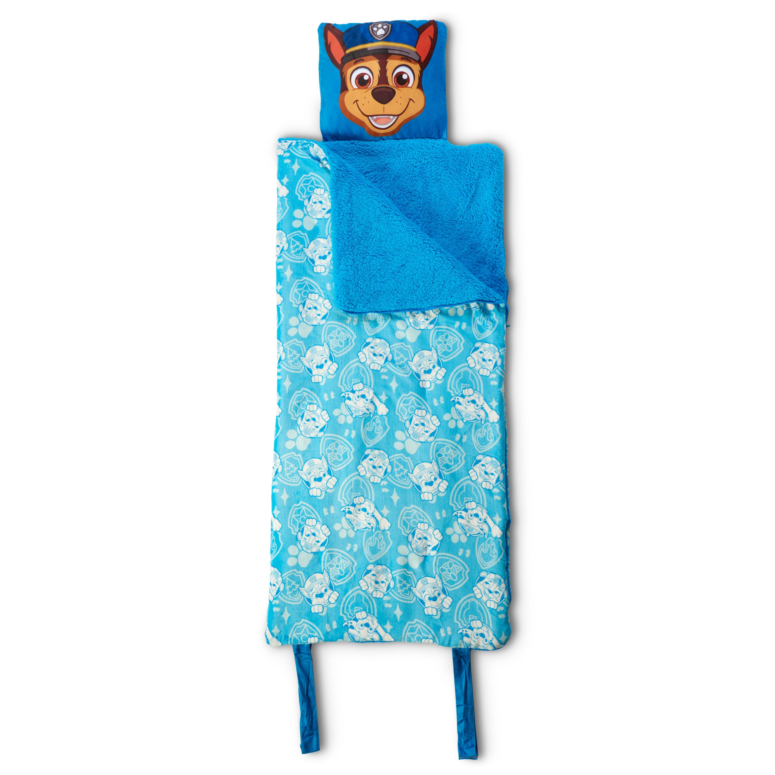 Paw Patrol Chase Puppy Emblems Slumber Bag with Sherpa, 27×56 inches