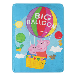 Hasbro Peppa Pig Big Balloon Micro Raschel Throw Blanket 46x60 Inches