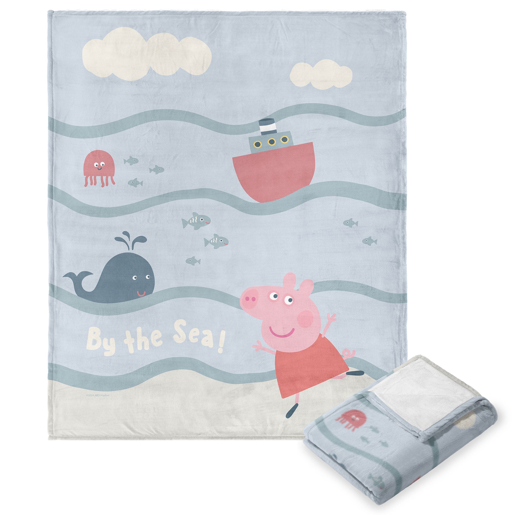 Hasbro Peppa Pig By The Sea Silk Touch Throw Blanket 50x60 Inches