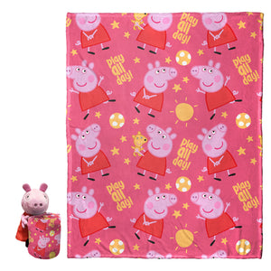 Hasbro Peppa Pig Playful Peppa Silk Touch Throw Blanket With Hugger 46x60 Inches