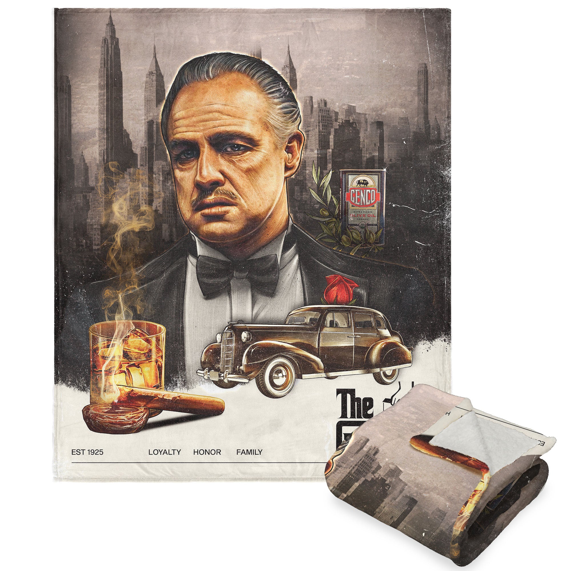 Paramount The Godfather Godfather Poster Silk Touch Sherpa Throw Blanket 50x60 Inches