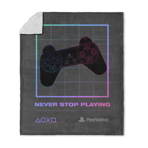 Sony PlayStation Never Stop Playing Silk Touch Sherpa Throw Blanket 50x60 inches