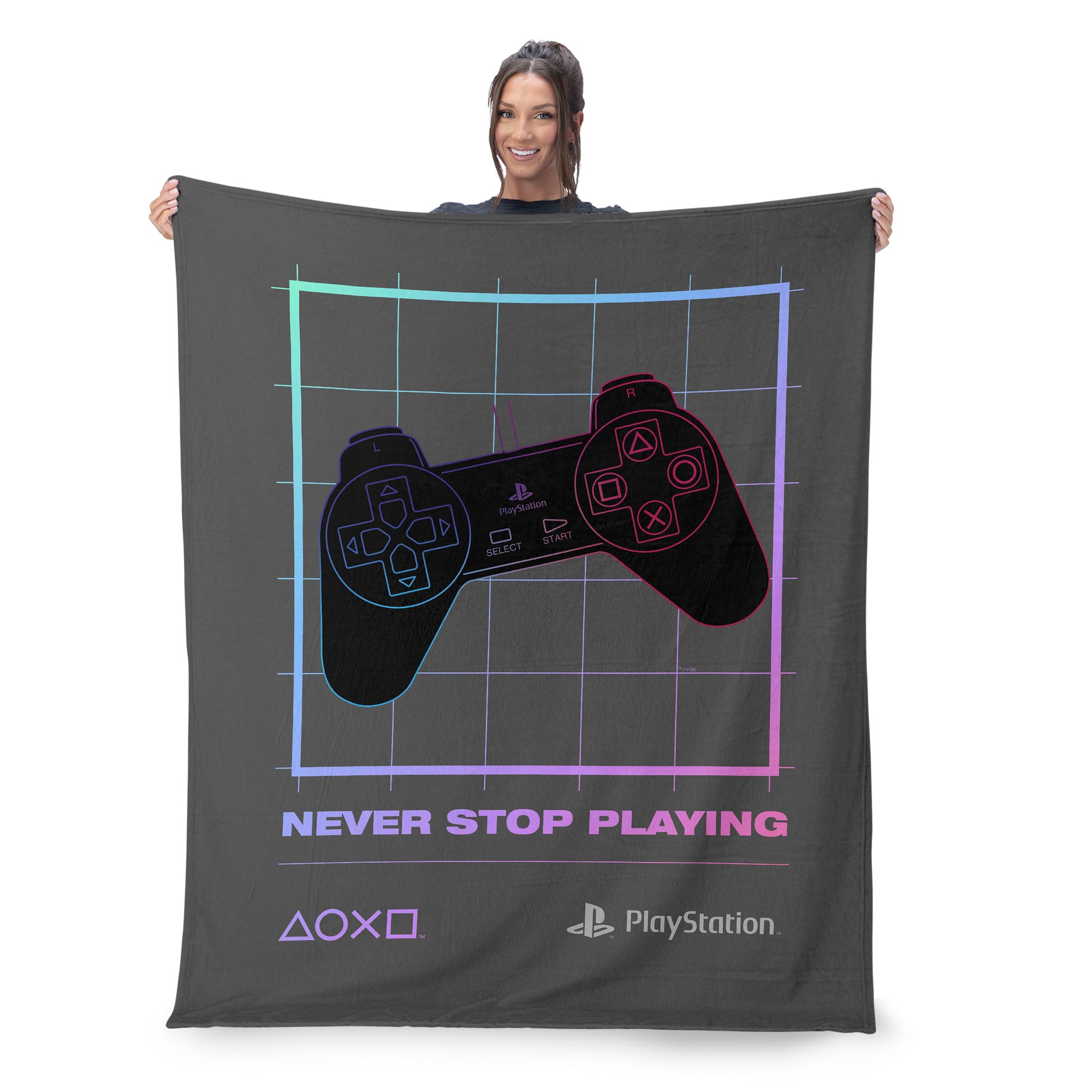 Sony PlayStation Never Stop Playing Silk Touch Sherpa Throw Blanket 50x60 inches