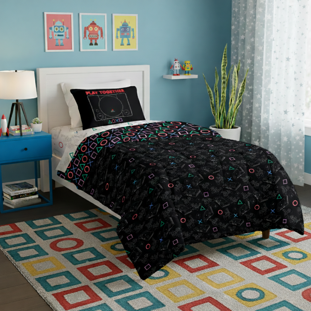 Sony Playstation Play Together Reversible Twin Bed in a Bag Set 64 x 86 Inches