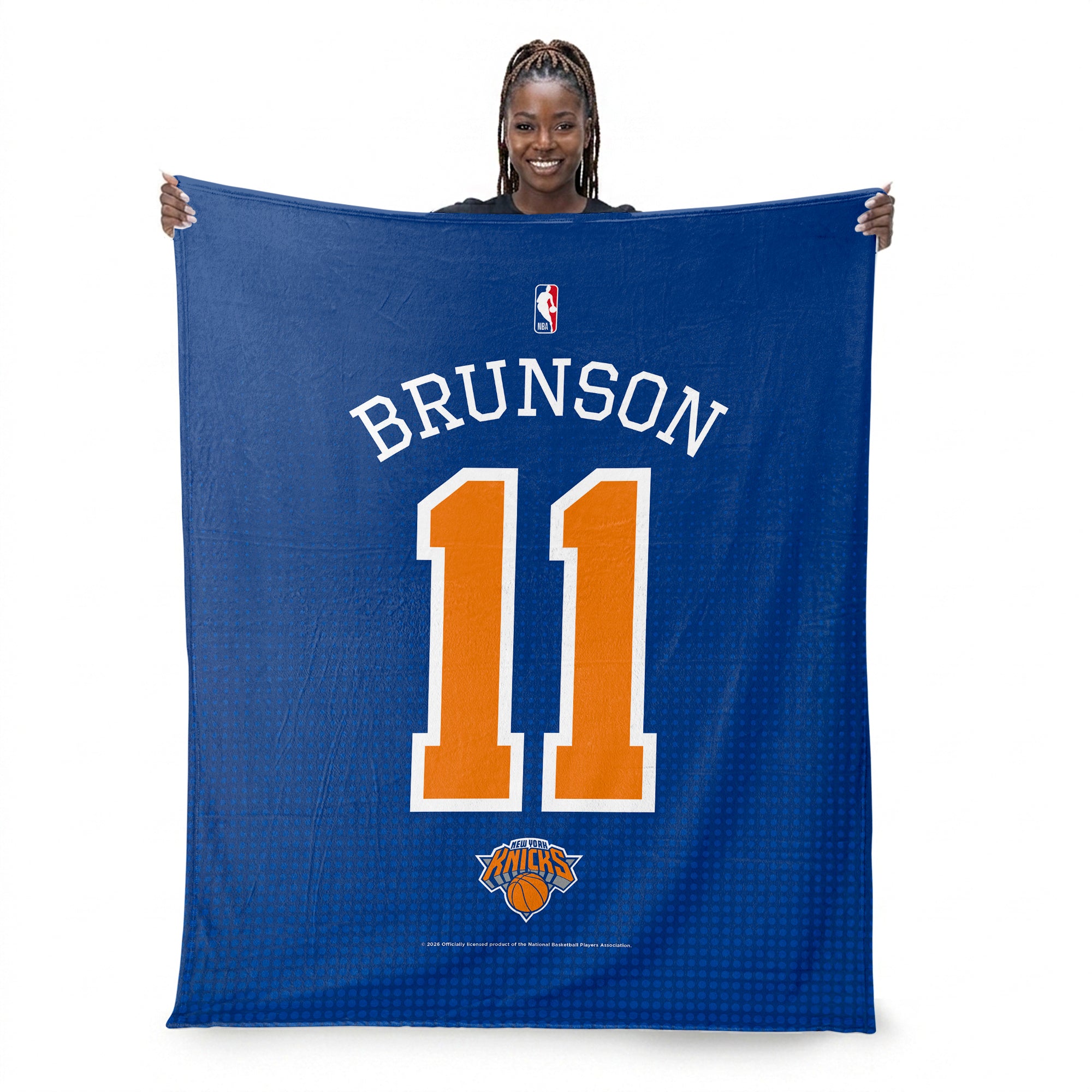 New York Knicks Jalen Brunson Name and Number Silk Touch Throw Blanket 50x60 inches