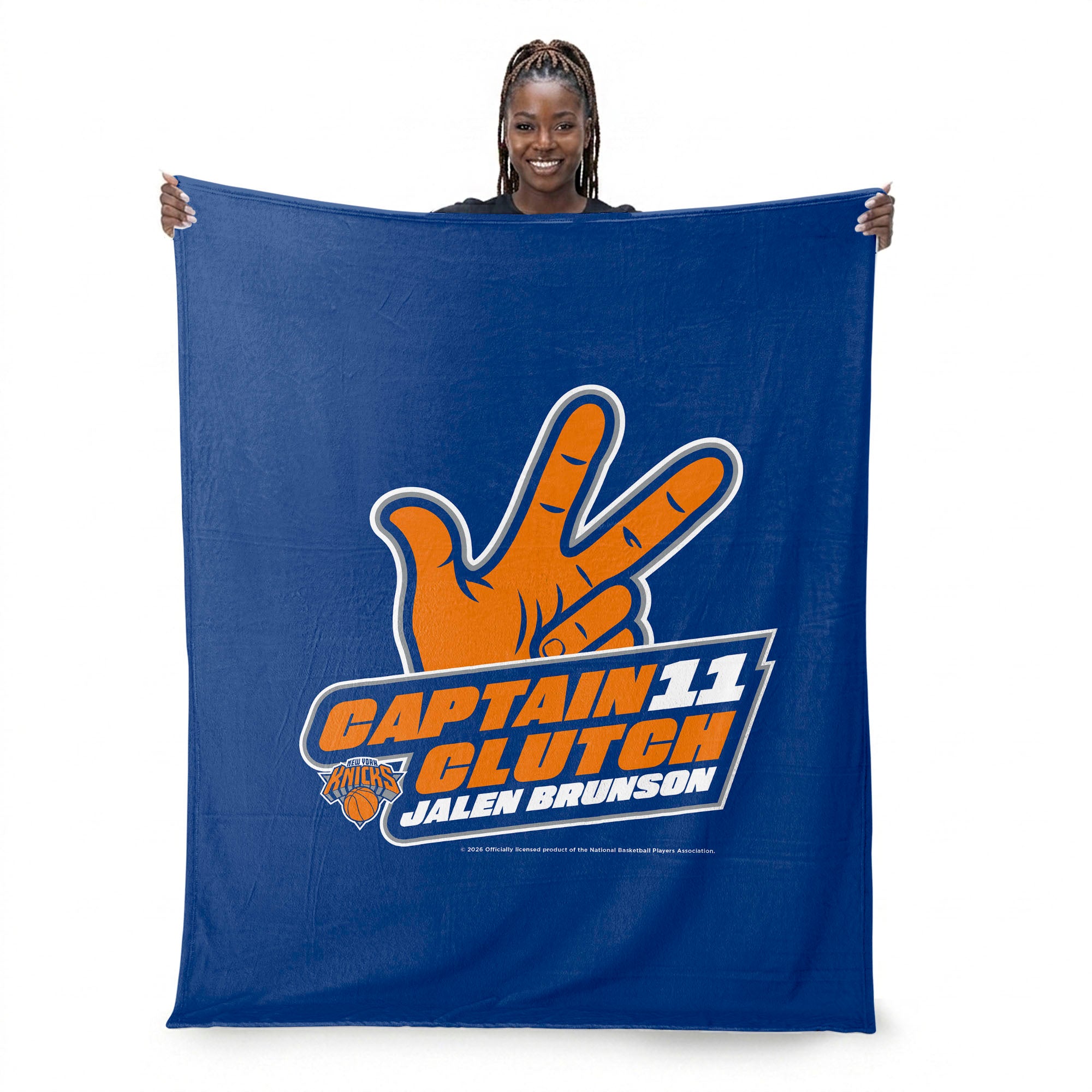 New York Knicks Jalen Brunson Captain Clutch Silk Touch Throw Blanket 50x60 inches