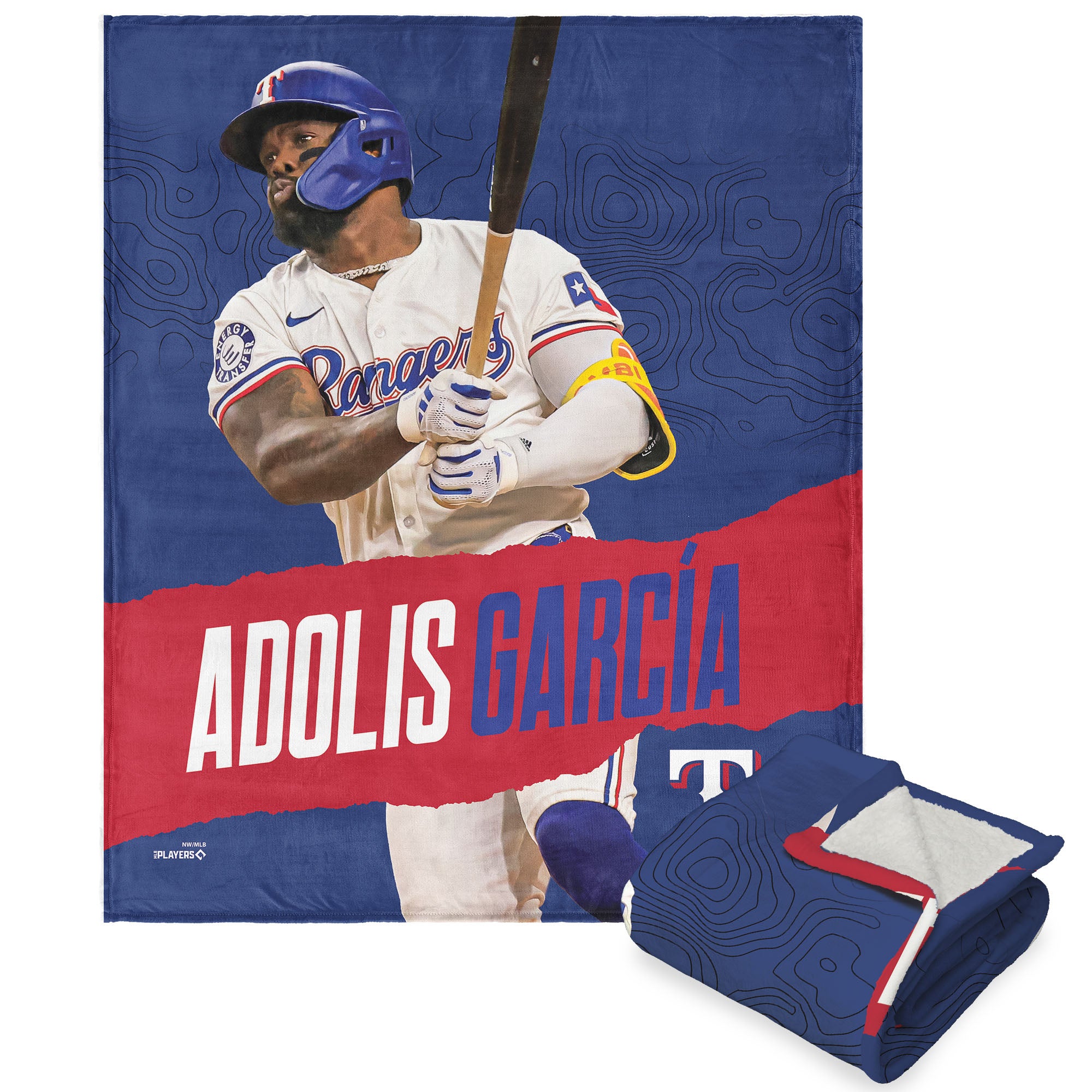 MLB Adolis Garcia Player Silk Touch Sherpa Throw Blanket 50 x 60 Inches