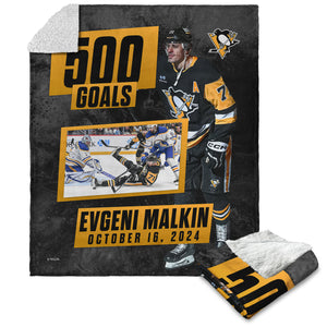 Pittsburgh Penguins NHL Evgeni Malkin 500 Goals Silk Touch Sherpa Throw Blanket 50X60 Inches