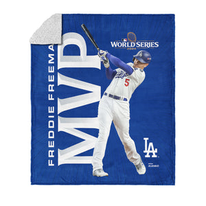 Los Angeles Dodgers MLB World Series MVP Freddie Freeman Silk Touch Sherpa Throw Blanket 50X60 Inches