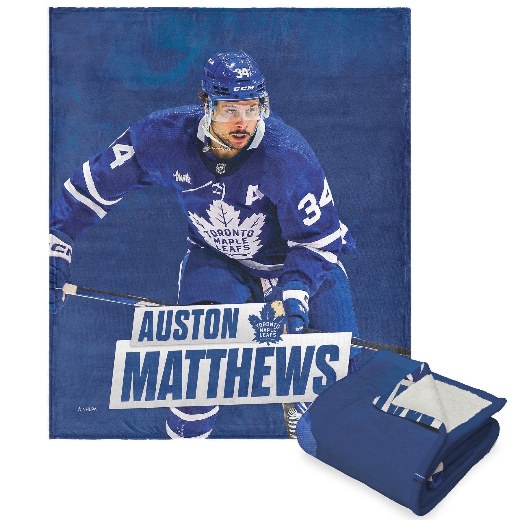 Toronto Maple Leafs Auston Matthews NHL Silk Touch Sherpa Throw Blanket 50X60 Inches