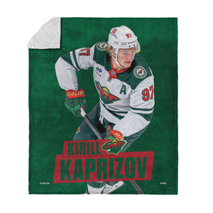 Minnesota Wild Kirill Kaprizov NHL Silk Touch Sherpa Throw Blanket 50X60 Inches