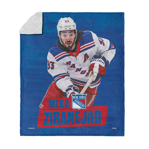 New York Rangers Mika Zibanejad NHL Silk Touch Sherpa Throw Blanket 50X60 Inches