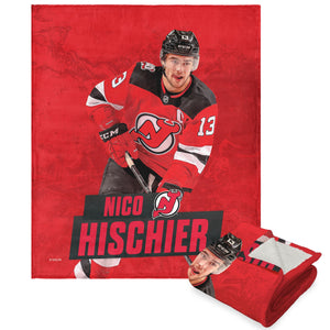 New Jersey Devils Nico Hischier NHL Silk Touch Sherpa Throw Blanket 50X60 Inches