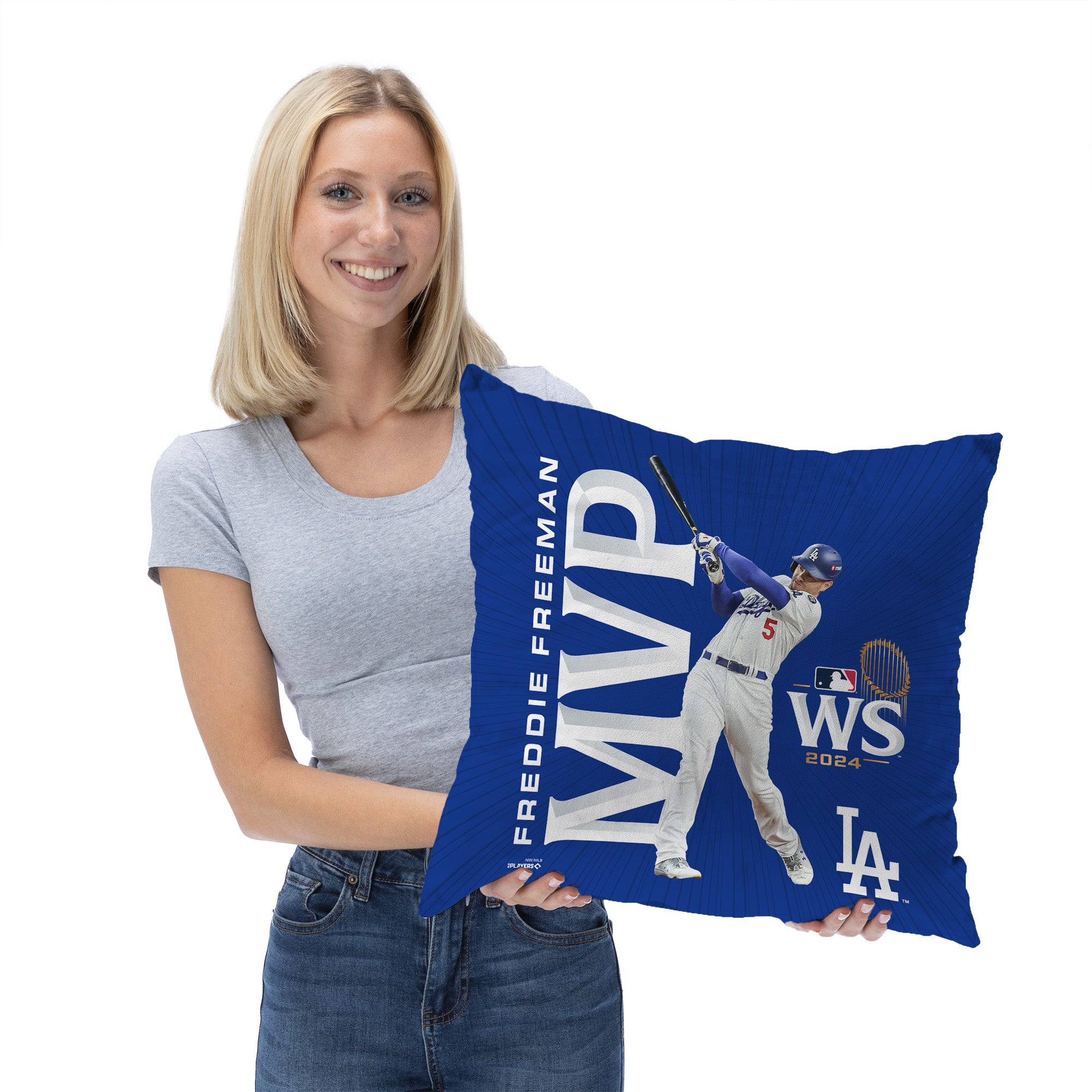 Los Angeles Dodgers MLB World Series MVP Freddie Freeman Throw Pillow 18X18 Inches