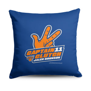New York Knicks Jalen Brunson Captain Clutch Throw Pillow 18x18 inches