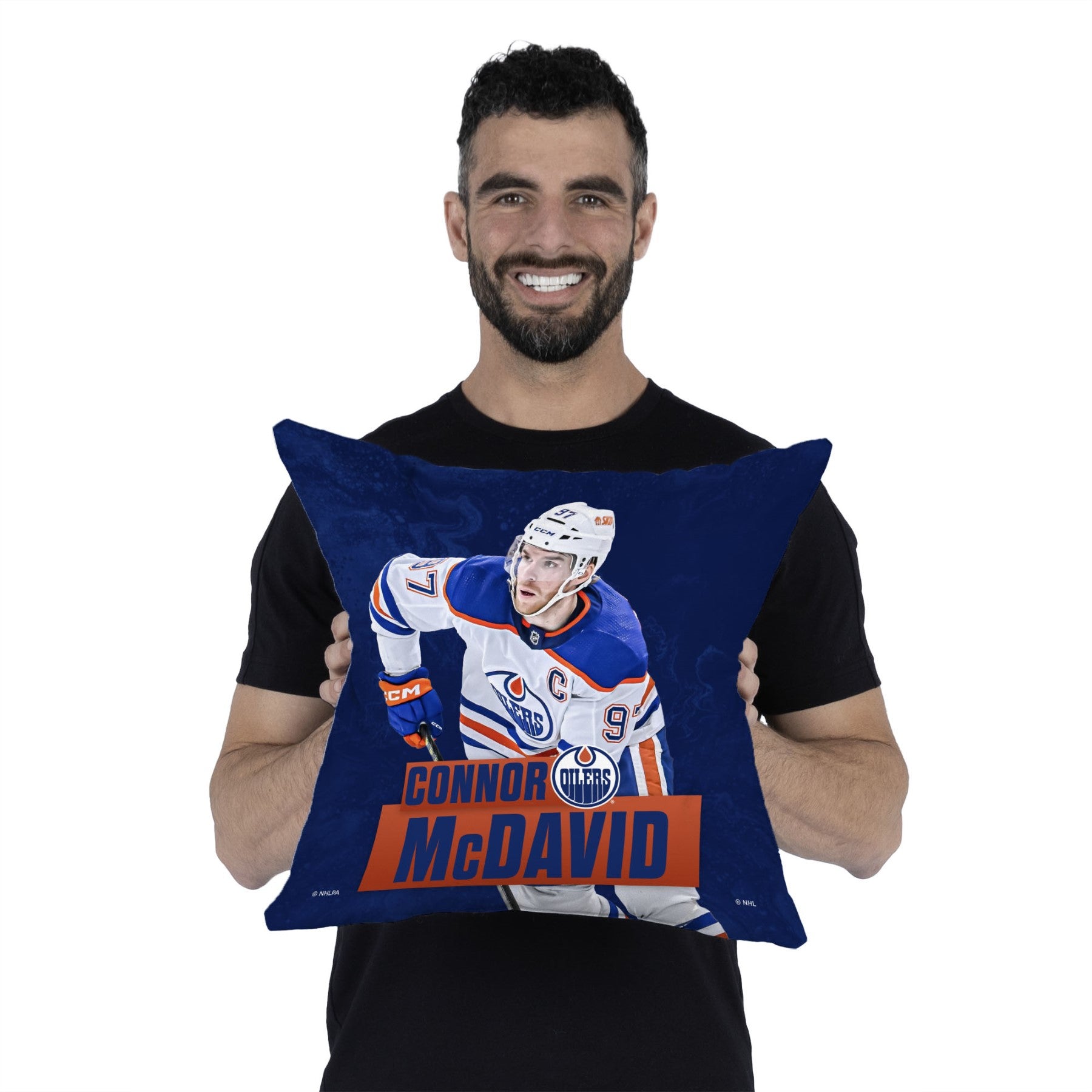 Edmonton Oilers Connor McDavid NHL Throw Pillow 18X18 Inches