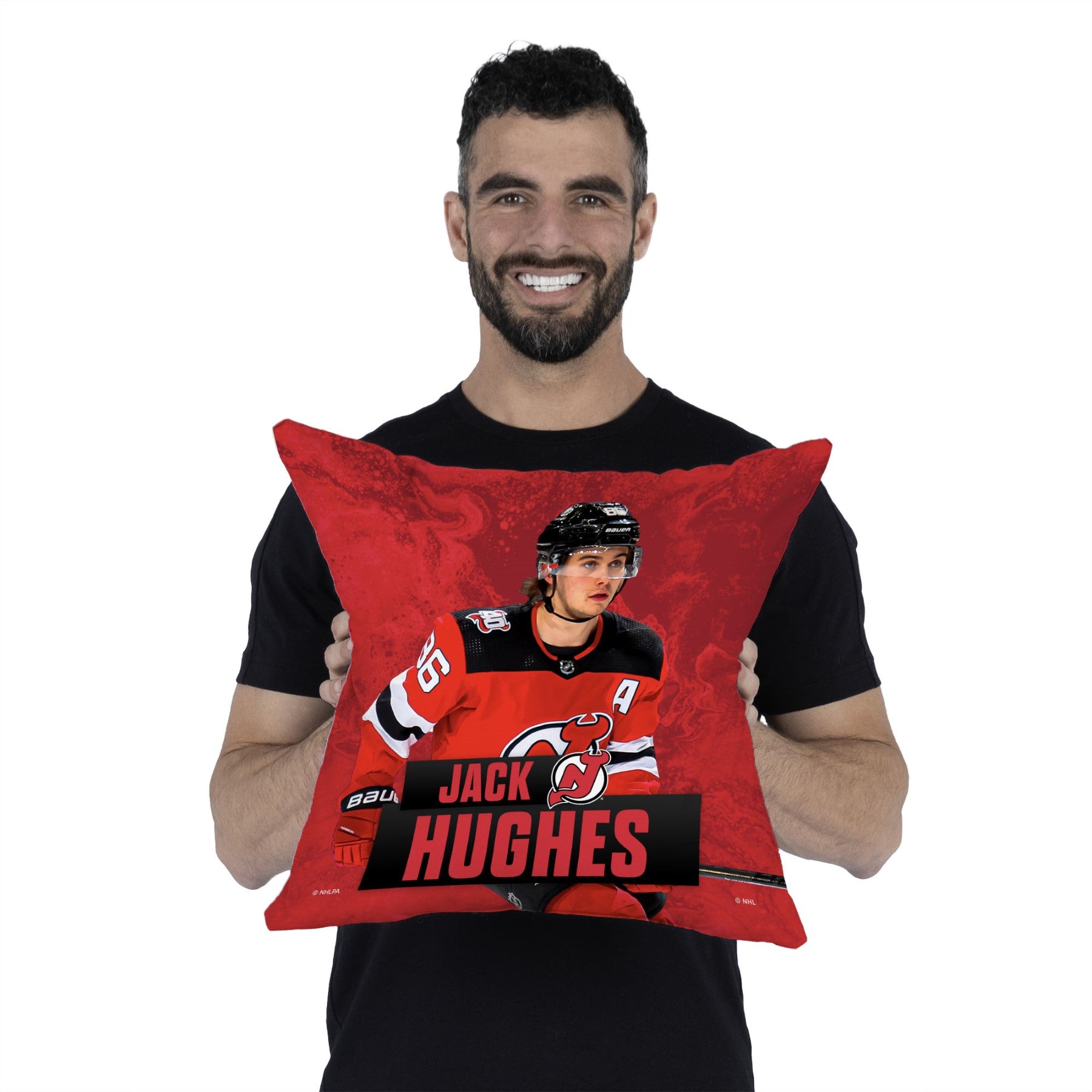 New Jersey Devils Jack Hughes NHL Throw Pillow 18X18 Inches