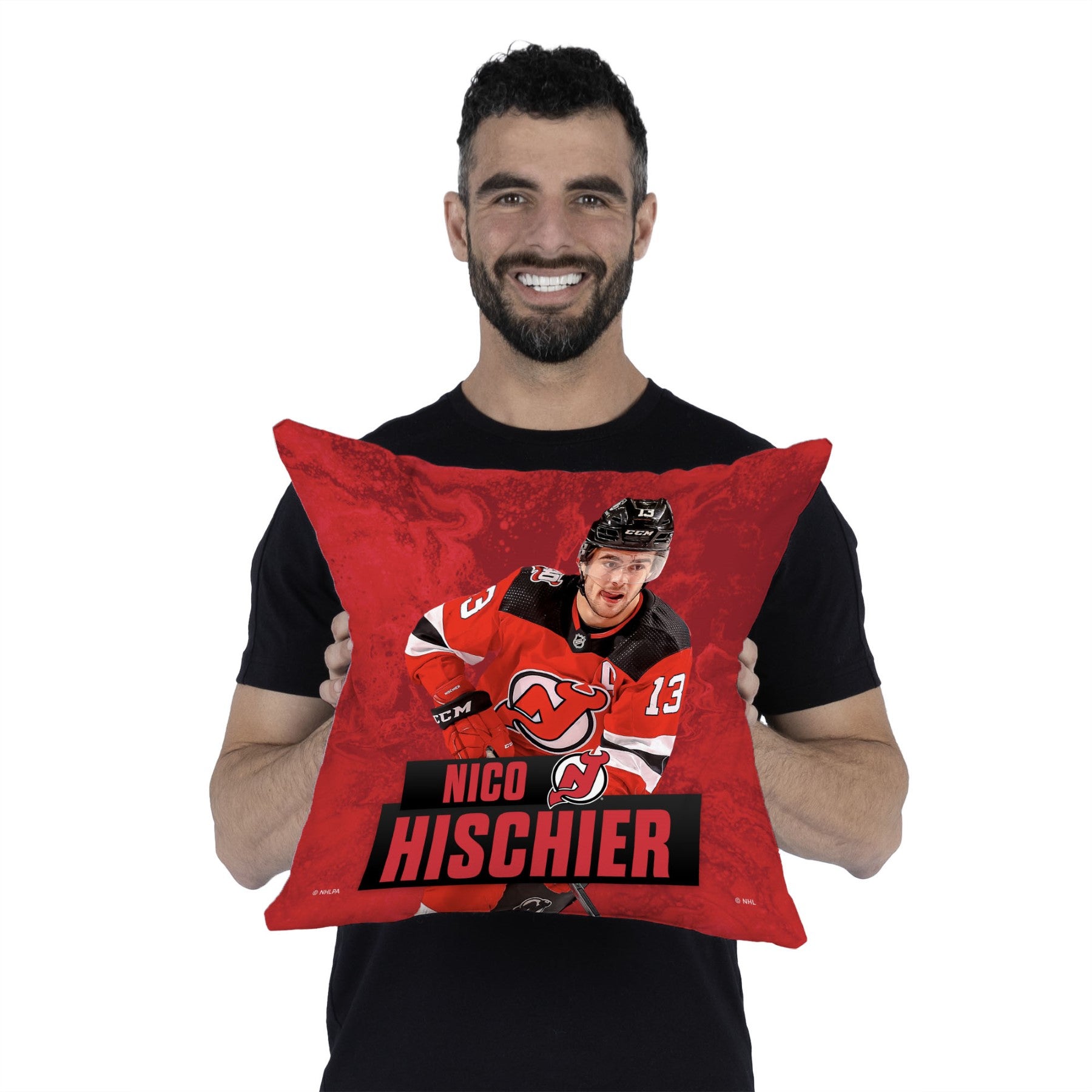 New Jersey Devils Nico Hischier NHL Throw Pillow 18X18 Inches