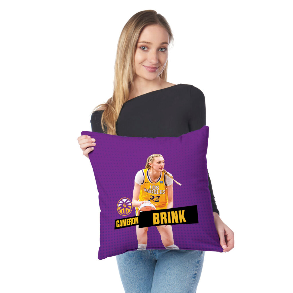 Los Angeles Sparks Cameron Brink Throw Pillow 18×18 inches