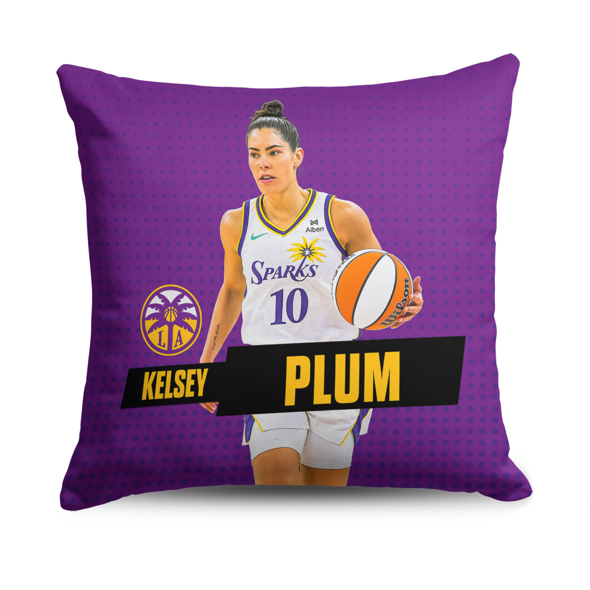 Los Angeles Sparks Kelsey Plum Throw Pillow 18×18 inches