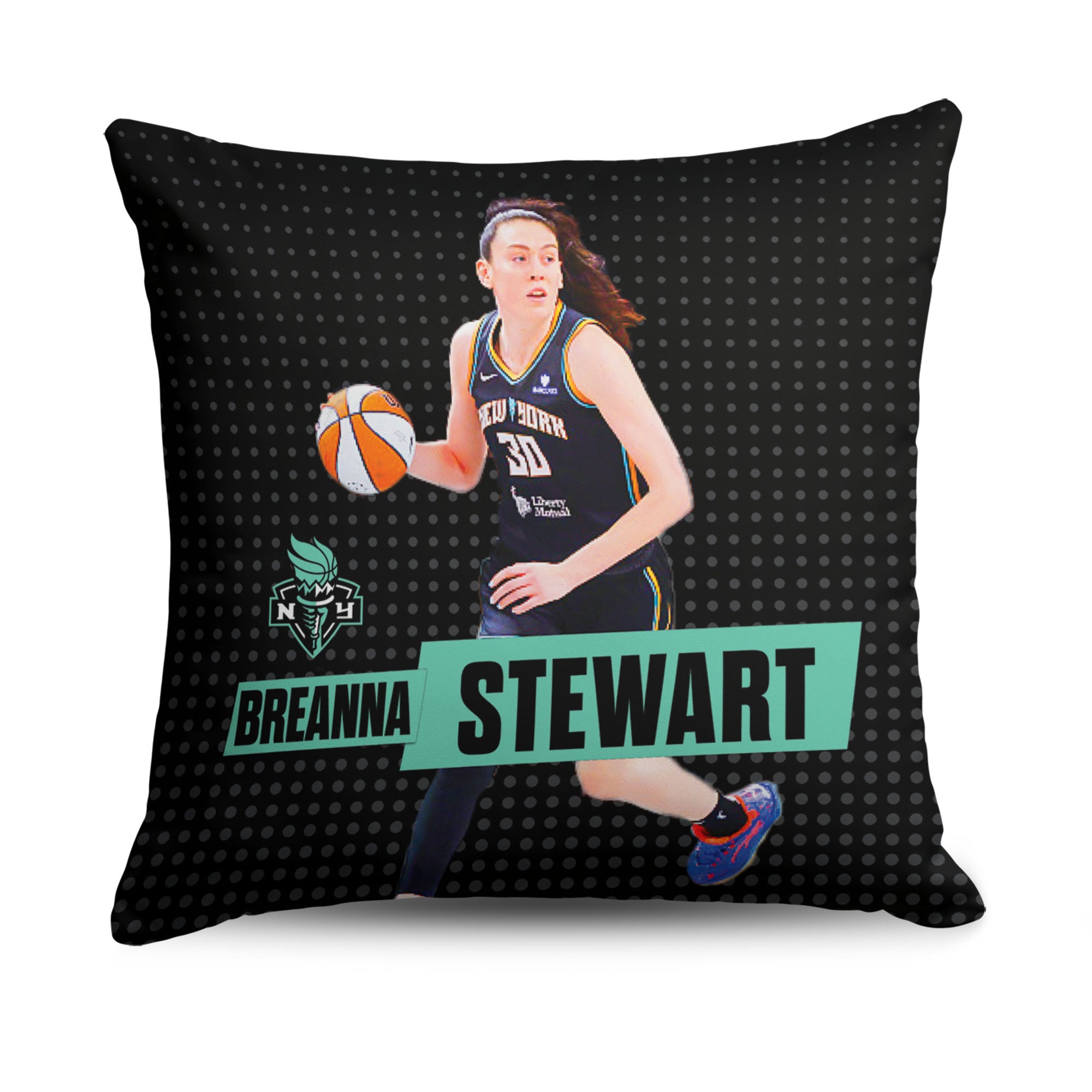 New York Liberty Breanna Stewart Throw Pillow 18×18 inches