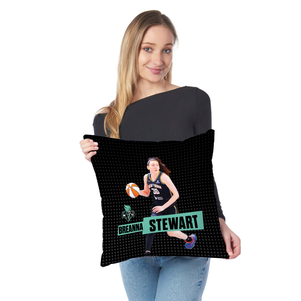 New York Liberty Breanna Stewart Throw Pillow 18×18 inches