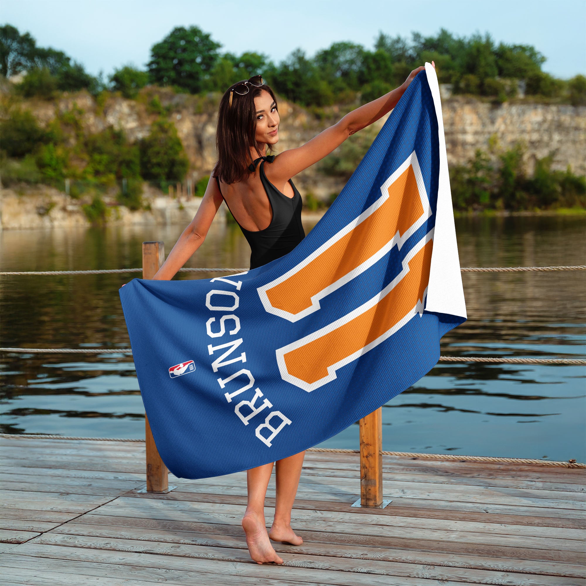 New York Knicks Jalen Brunson Name and Number Beach Towel 35x60 inches