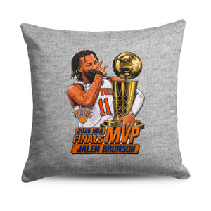 New York Knicks Jalen Brunson 2026 NBA Finals MVP Celly Sweatshirt Pillow 16x16 inches