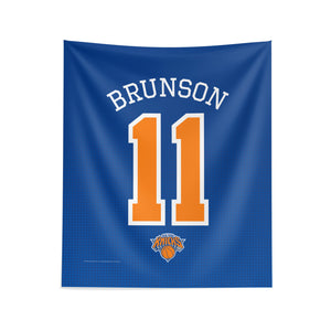 New York Knicks Jalen Brunson Name and Number Wall Hanging Tapestry 34x40 inches